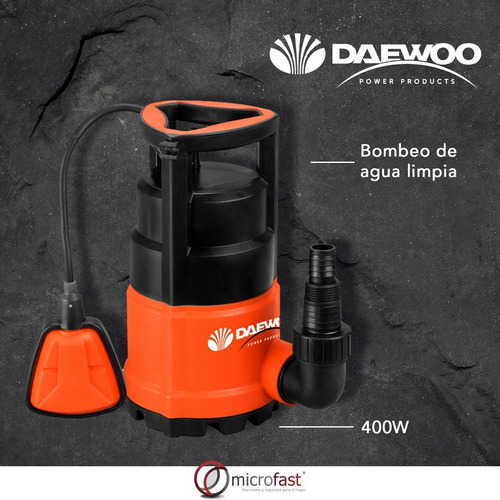 Imagen 6 de 8 de Bomba Desagote Sumergible Agua Pileta Daewoo 1/2 Hp 550w