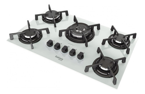 Fogão Cooktop Itatiaia Ess 5q Branco Vidro Temperado Bivolt 127V/220V