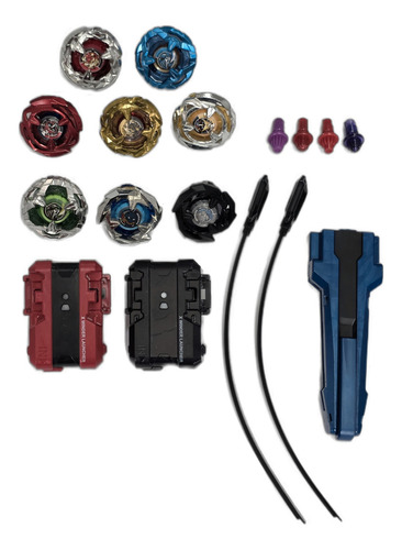 Kit Maleta Com 8 Beyblade Metal Fusion 3 Lançadores 1 Grip