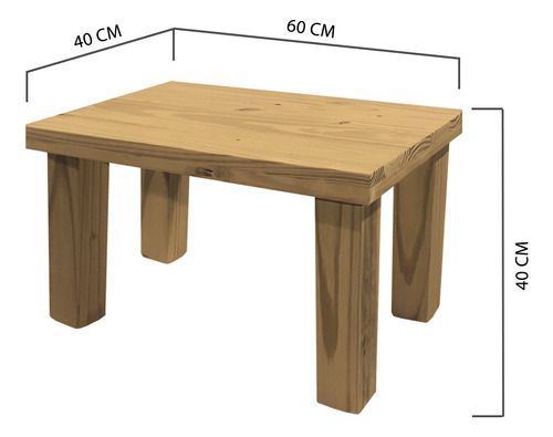 Mesa Ratona 60x40 Rectangular Madera Pino Macizo Color Negro