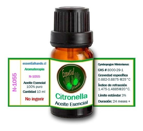 Imagen 2 de 2 de Citronella 10 Ml - Aceite Esencial - Aromaterapia