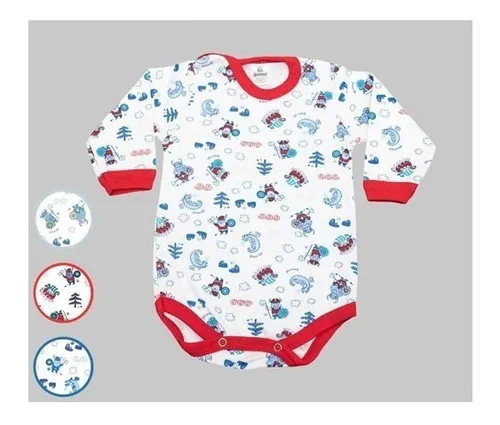 Body Gamise Manga Larga Algod n Estampado Talle 0 Al 4 1.100