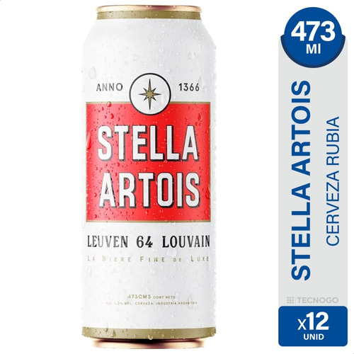 Cerveza Stella Artois Rubia Lager Lata Pack X12 - 01mercado