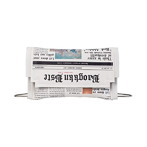 Bolso Moderno 'newspaper', Embrague De La Moda Envolvente, F