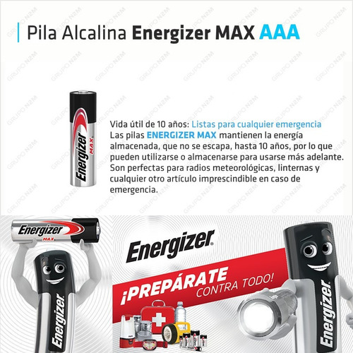 Imagen 3 de 10 de Pilas Aaa Energizer Max Alcalina Pack 4 Unidades