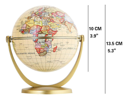 Mini Globo Terraqueo Annova, Estilo Antiguo, Con Soporte