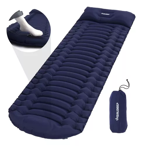  FRIGEDAEG Colchoneta de dormir para camping, colchoneta de  dormir ultraligera de 77 x 26 pulgadas, colchoneta inflable impermeable  para camping, colchón de aire para mochileros, colchoneta para dormir para  senderismo, viajes (