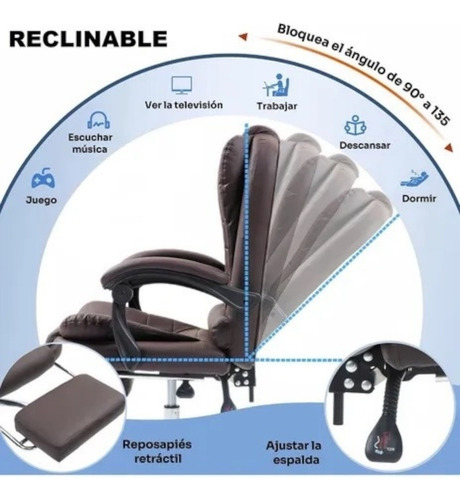 Silla Ejecutiva Ergonómica Masajeador Apoya Pies Premium