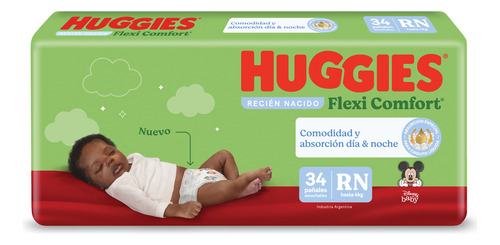 Pañal Huggies Flexi Comfort Recién Nacido 34 Un.