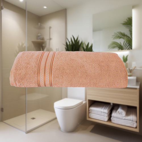 Toalla Baño Completo Premium Poliéster Concord Color Durazno