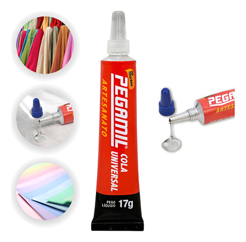 Kit 12 Colas Pegamil 17g Plástico Madeira Papel Couro Tecido