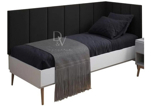 Conjunto Cabeceira Painel Estofada Almofadada Cama Solteiro