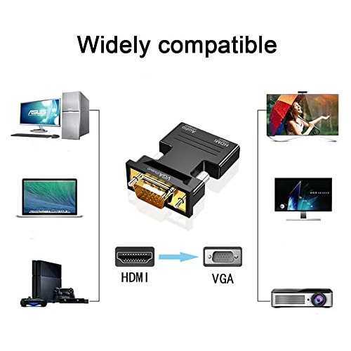Adaptador Seliacr Hdmi A Vga Con Cable De Audio De 3,5 Mm, 1
