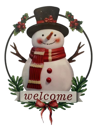 Letrero Colgante De Muñeco De Nieve Navideño Para Puerta