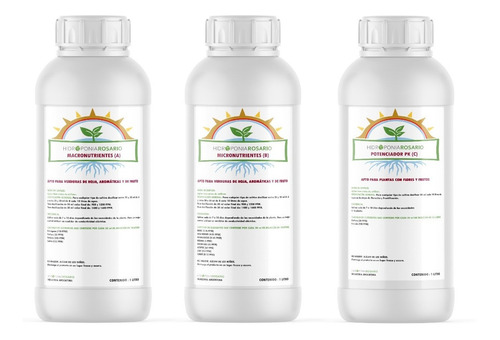 Imagen 1 de 10 de Kit Nutrientes Hidroponia Liquida. Macro.micro Y Potenciador