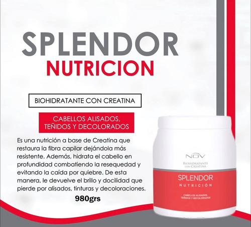 Baño De Crema Mascara Nutricion Nov Splendor Creatina 980gr