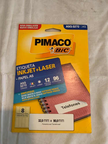 Papel Bic Etiqueta Inkjet Laser Papel A5 12 Folhas 96 Etiq. 