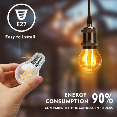 Aigostar Foco Fialamento Led G45 E27 Luz Calido 6w 2700k