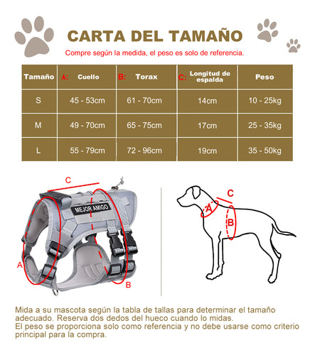 Táctico Pechera Arnés Con Correa Para Perro Mediano Grande