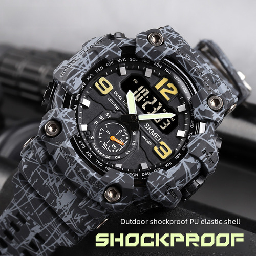 Reloj Deportivo Al Aire Libre Para Hombre, Gris Y Negro, Con