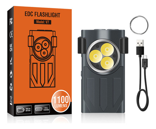 Linterna Edc Multicolor, Fuente De 1100 Lúmenes, Recargable,