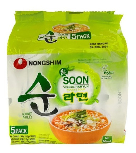 Macarrão Vegano Lamen Coreano Soon Veggie Ramyun 5 Pacotes