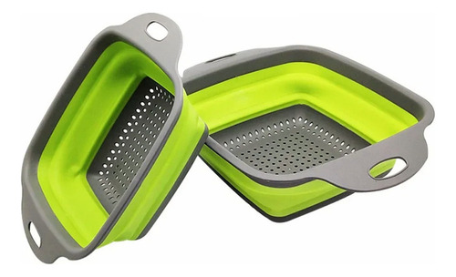 Zlj Colador Plegable Silicona Para Cocina, Escurridor Verd