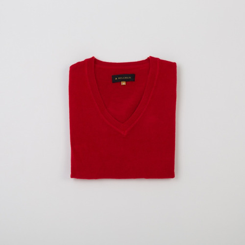 Sweater Dama Básico Escote En V Rojo 