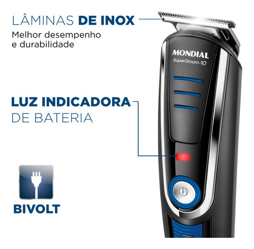 Aparador De Pelos Super Groom 10 Bg-03 Mondial