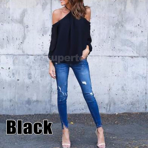Blusa Sexy Seda Con Hombros Descubiertos (hasta Talle 4xl)