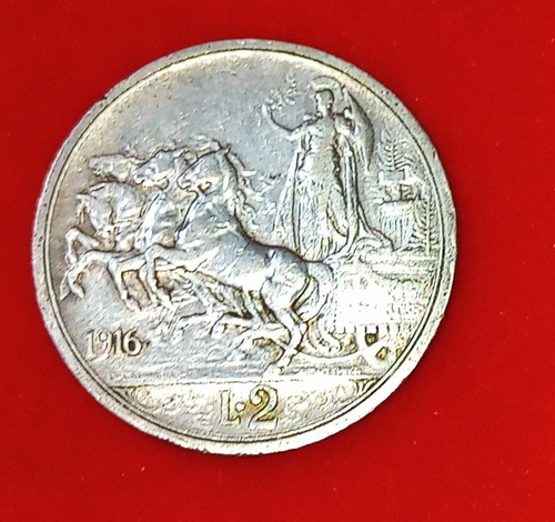 Moneda Italia 2 Liras 1916 R Plata - Vf Ve Iii Km 55 (Usado)