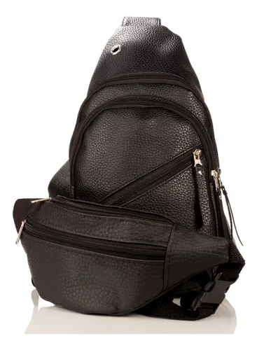 Set 2 Piezas Mochila Mujer Ecocuero Tira Cruzada Y Ri onera