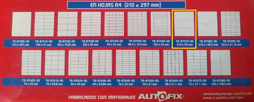 Imagen 2 de 2 de Etiqueta Autoadhesiva A4 Etidata Para Impresora - 8757 - 25h