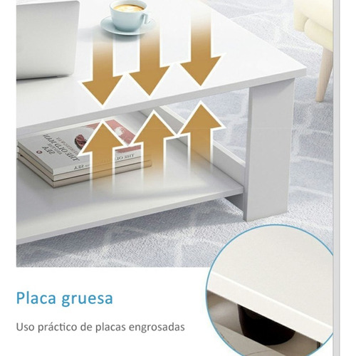 Mesa De Centro 120 Cm Mesa Auxiliar De Madera Moderna Blanco