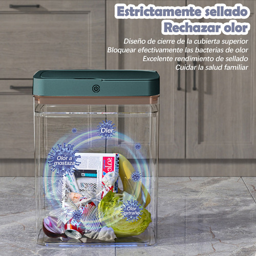 Pequeño Bote De Basura Con Sensor Led Inteligente Silencioso Verde Oscuro