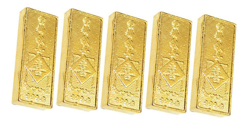 5 Pcs Falso Ouro Barra Estatuetas Simulação Ouro Lingote Par