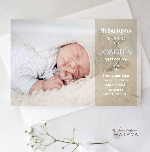 Imagen 4 de 10 de Estampas Tarjetas Bautismo Con Foto Nenes X 2u