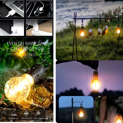 Lampada Led Recarregavel Usb Camping Casa 3 Modos Luz Quente