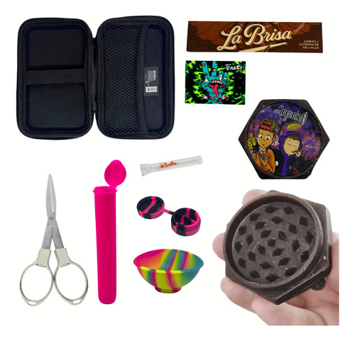 Kit Head Shop Case Seda Dichavador Tesoura Cuia Slickbrindes Preta