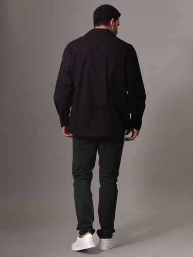 Camisa De Lino Mangas Largas Negro Calvin Klein