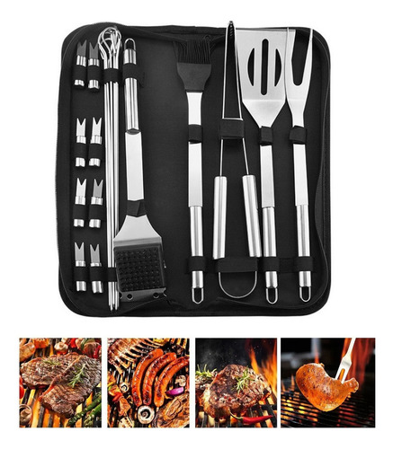 Juego De 20 Utensilios De Acero Inoxidable Para Asar Carne Y