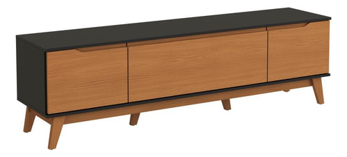 Rack Kappesberg 3 Portas Preto Fosco/canela 180cm