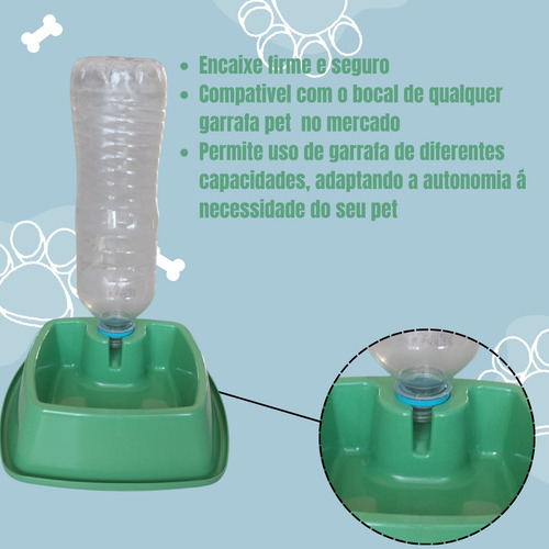 Bebedouro Automático Cães Cachorro Gato Pet Pote Agua 450ml Verde