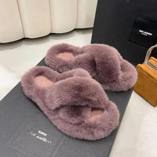 Sandalia Pantufla Peluche Plataforma Dama Mujer Pantunfla