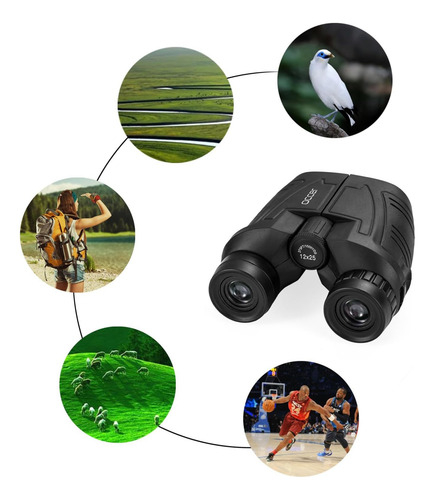 Prismáticos Compactos 12x25 Impermeables Para Observación