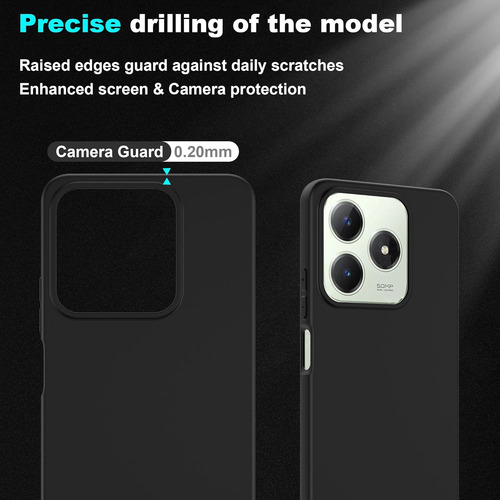 Funda Silicona Líquida Tpu Carcasa Para Realme C63/c61+mica Negro Realme C63 / C61/narzo N63 4g/realme Note 60