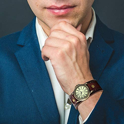 Jewelrywe Correa De Cuero Vintage Reloj De Pulsera De Banda
