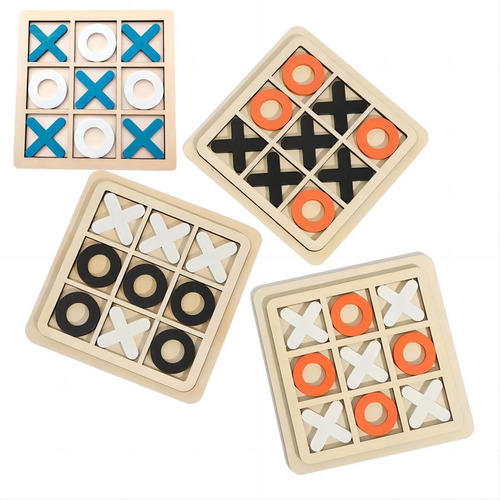 6 Pzs De Gato Tablero Madera Tic Tac Toe Xo ,juego De Mesa