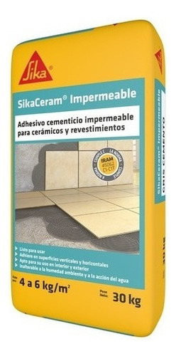 Pegamento P/ Ceramica Y Azulejos 30 Kg Sikaceram Impermeable