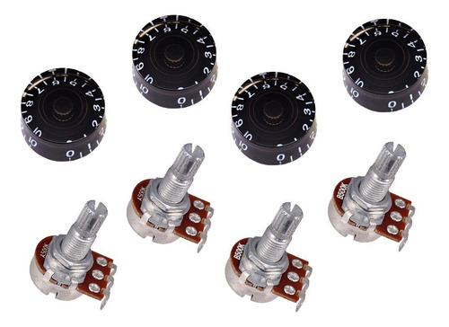 4 Piezas De Potenciómetro De Guitarra Audio Pots Negro